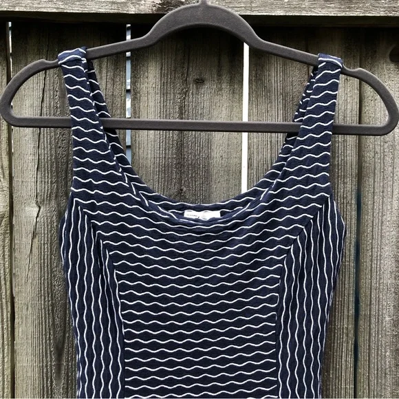 Milly New York Maria Sleeveless Dress Size S Navy White Wavy Stripes Stretch - Picture 12 of 16
